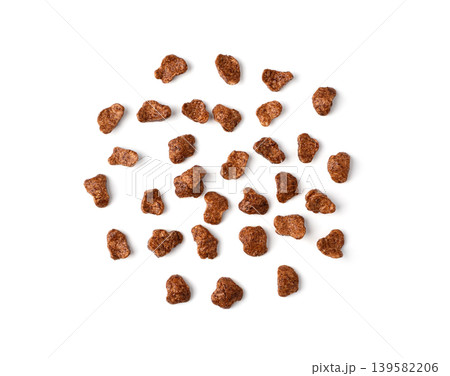 Chocolate cereal flakes isolated, rice crispy breakfast Chocolate cereal flakes isolated, rice crispy breakfast 139582206