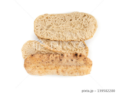Focaccia flatbread isolated. Simple empty Afocaccia for panini, minimal Italian oblong bread Focaccia flatbread isolated. Simple empty Afocaccia for panini, minimal Italian oblong bread 139582280