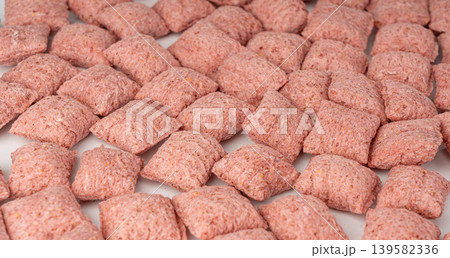 Fruit pillows, strawberry corn pads, pink crispy corn flakes 139582336