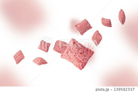 Fruit pillows, strawberry corn pads, pink crispy corn flakes 139582337