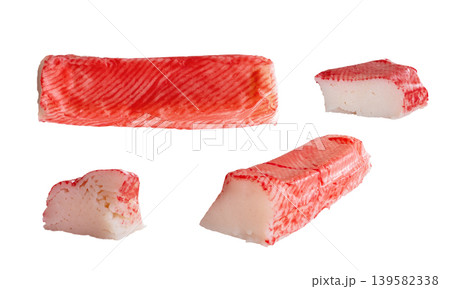 Crab Stick Isolated, Red Crabstick Closeup 139582338