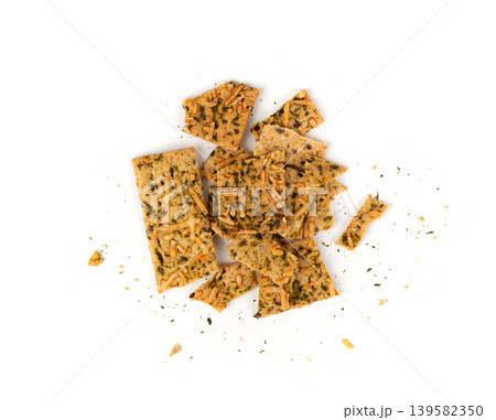 Crunchy gluten free crispbread with various seeds top view Crunchy gluten free crispbread with various seeds top view 139582350