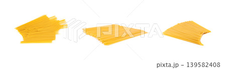 Raw spaghetti isolated, dry spagetti, long wheat noodles, uncooked italian macaroni bundle Raw spaghetti isolated, dry spagetti, long wheat noodles, uncooked italian macaroni bundle 139582408