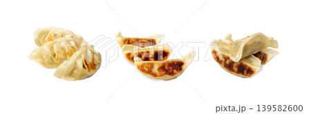 Gyoza Chinese Dumplings Isolated, Fried Vegetable Jiaozi, Chicken Momo Pile, Asian Gyoza Group 139582600