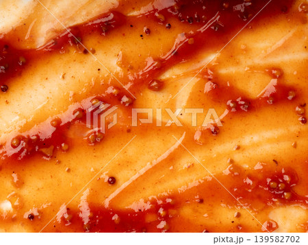 Bbq sauce pattern, barbecue ketchup stain textuted background top view Bbq sauce pattern, barbecue ketchup stain textuted background top view 139582702