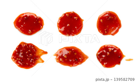 Bbq sauce splash isolated, barbecue ketchup stain 139582709
