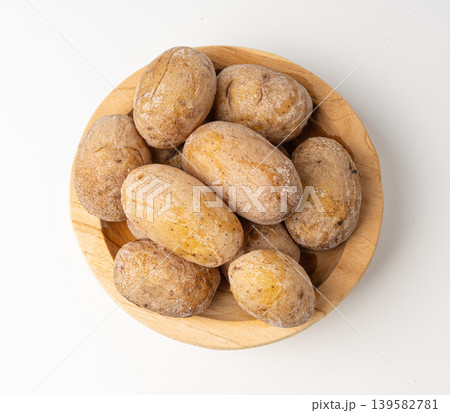Papas arrugadas sea water boiled potatoes, whole prepared unpeeled vegetables, cooked potato 139582781