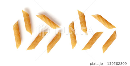 Raw Brown Pasta, Wholegrain Penne, Dry Whole Grain Noodle, Raw Spelt Macaroni, Healthy Italy Food 139582809
