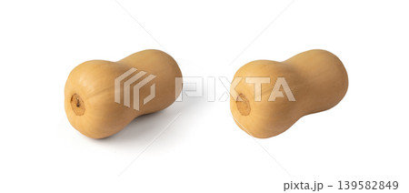 Butternut squash isolated on white. Raw fresh autumn pumpkin, ripe orange gourd Butternut squash isolated on white. Raw fresh autumn pumpkin, ripe orange gourd 139582849