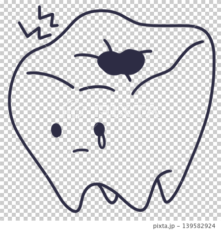 Line drawing illustration of a tooth decay Line drawing illustration of a tooth decay 139582924