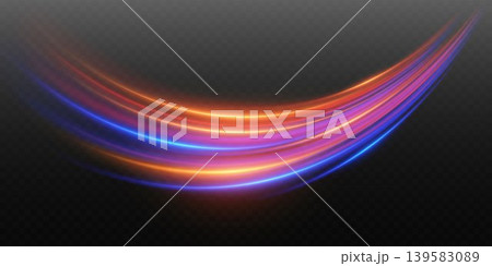 Luminous speed lines creating dynamic blue and orange light motion trails 139583089