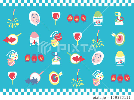 かわいい夏のお祭り柄イラスト かわいい夏のお祭り柄イラスト 139583111