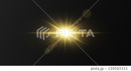Golden light effect generating starburst with optical lens flare and glow Golden light effect generating starburst with optical lens flare and glow 139583151