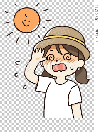 Illustration of a girl with heatstroke Illustration of a girl with heatstroke 139583219