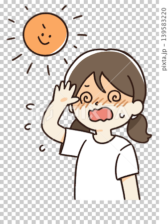 Illustration of a girl with heatstroke 139583220
