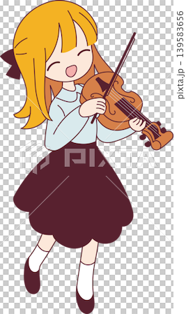 一幅女孩拉小提琴的插圖 一幅女孩拉小提琴的插圖 139583656