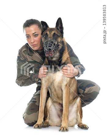 woman soldier and malinois 139583813