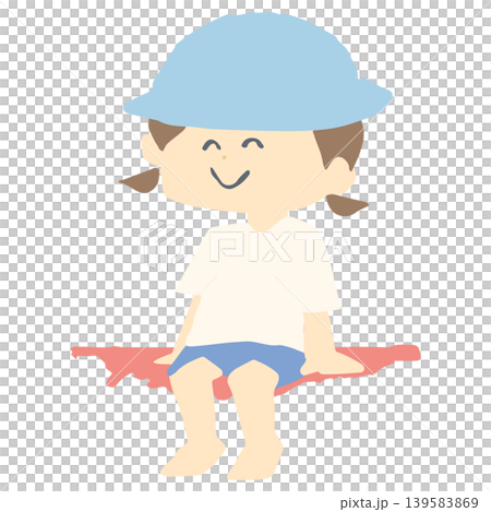 A girl is shown looking at a swimming pool. Illustration. Break time. Safety management. Flat. A girl is shown looking at a swimming pool. Illustration. Break time. Safety management. Flat. 139583869