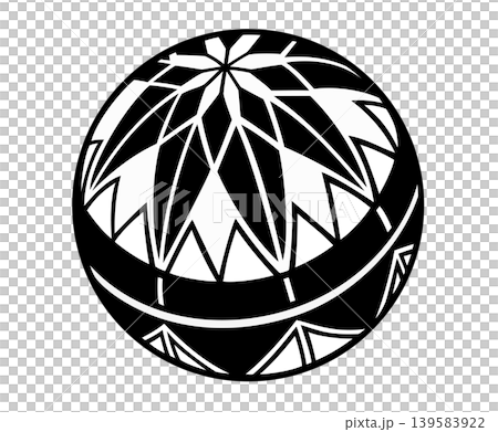 Illustration of a traditional Japanese temari ball (Temari), monochrome. 139583922