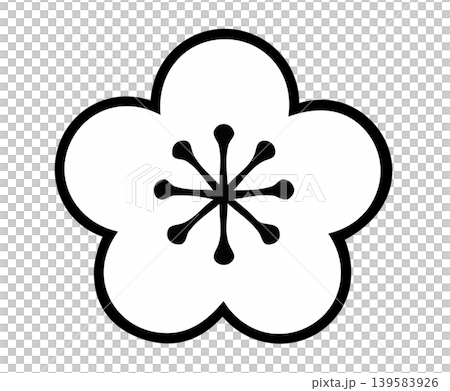 Plum blossom illustration, monochrome icon Plum blossom illustration, monochrome icon 139583926