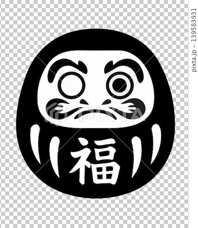 達摩娃娃插畫，單色，幸運符 139583931