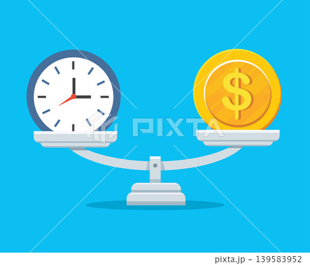 Time and Money Balance Scale Business Productivity Concept 139583952