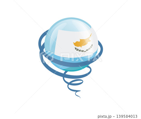 Stylish international icon showcasing Cyprus flag within reflective globe design Stylish international icon showcasing Cyprus flag within reflective globe design 139584013