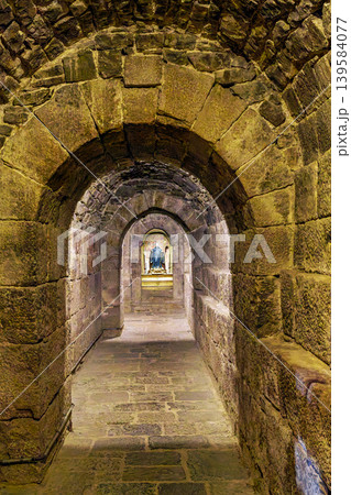 Interior of the ancient romanesque crypt of the Monastery of San Salvador of Leyre at Yesa, Navarre, Spain Interior of the ancient romanesque crypt of the Monastery of San Salvador of Leyre at Yesa, Navarre, Spain 139584077