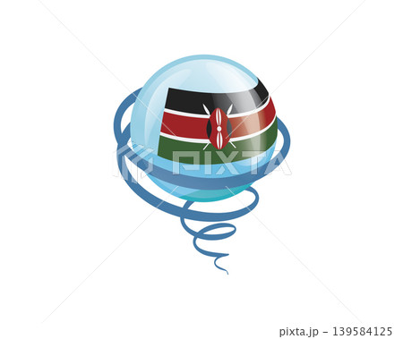 Stylish international icon showcasing Kenyan flag within reflective globe design Stylish international icon showcasing Kenyan flag within reflective globe design 139584125