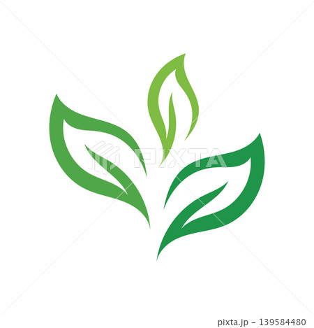 Minimal green leaf circle symbol Minimal green leaf circle symbol 139584480