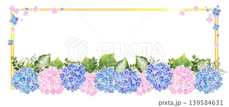 紫陽花のフレーム1（枠有り　横長） 139584631