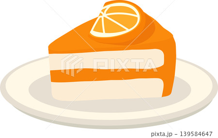 Orange Cake Slice with Citrus Topping on Plate. Orange Cake Slice with Citrus Topping on Plate. 139584647