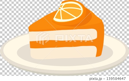 Orange Cake Slice with Citrus Topping on Plate. Orange Cake Slice with Citrus Topping on Plate. 139584647