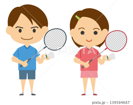 バドミントン選手のイメージイラスト（男女セット） 139584687