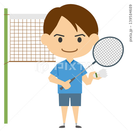 男子バドミントン選手のイメージイラスト 男子バドミントン選手のイメージイラスト 139584689
