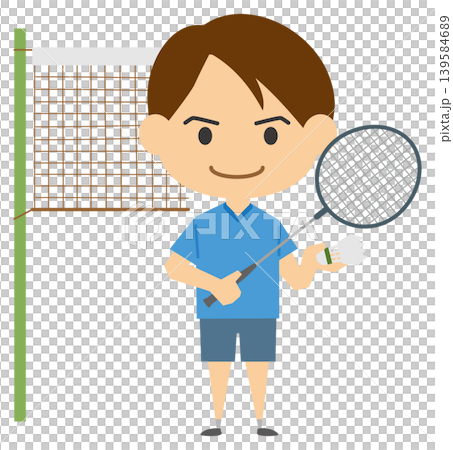 Image illustration of a male badminton player Image illustration of a male badminton player 139584689