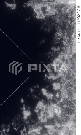 Grayscale abstract texture resembling an aerial coastline, cloudy terrain, or satellite map with strong black and white contrast. Grayscale abstract texture resembling an aerial coastline, cloudy terrain, or satellite map with strong black and white contrast. 139584716