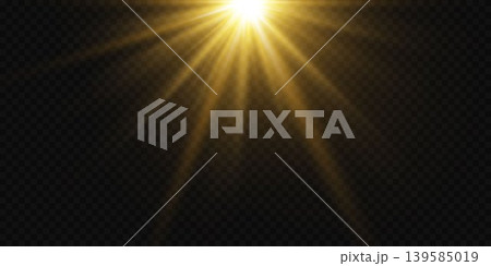 Bright golden light rays, abstract starburst effect, lens flare overlay Bright golden light rays, abstract starburst effect, lens flare overlay 139585019