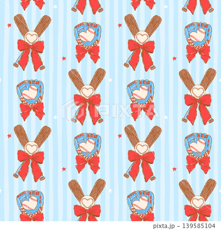 Coquette Baseball Seamless Pattern Bats and Gove Red Bow Whimsical Retro Groovy Hand Drawn Sport Repeat Fabric Textile Coquette Baseball Seamless Pattern Bats and Gove Red Bow Whimsical Retro Groovy Hand Drawn Sport Repeat Fabric Textile 139585104
