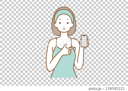 A woman pointing to a smartphone A woman pointing to a smartphone 139585221