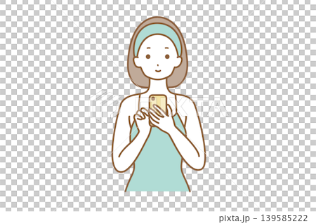 A woman operating a smartphone A woman operating a smartphone 139585222