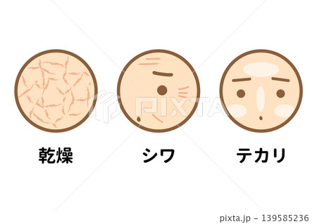 肌の悩み 乾燥 シワ テカリ 肌の悩み 乾燥 シワ テカリ 139585236