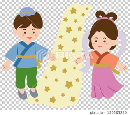 天の川を挟んで向かい合う織り姫と彦星 天の川を挟んで向かい合う織り姫と彦星 139585239