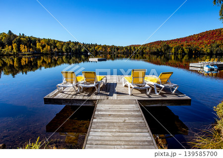 Dock on Lac-Superieur, Mont-tremblant, Quebec, Canada 139585700