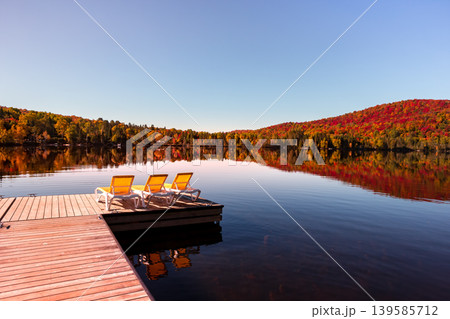 Dock on Lac-Superieur, Mont-tremblant, Quebec, Canada 139585712