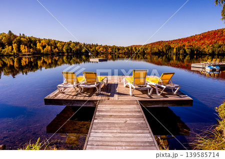 Dock on Lac-Superieur, Mont-tremblant, Quebec, Canada 139585714