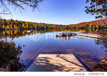 Dock on Lac-Superieur, Mont-tremblant, Quebec, Canada 139585715