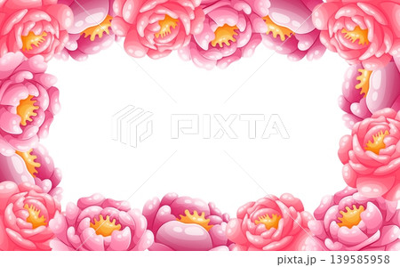 Vector rectangular frame with pink peonies Vector rectangular frame with pink peonies 139585958