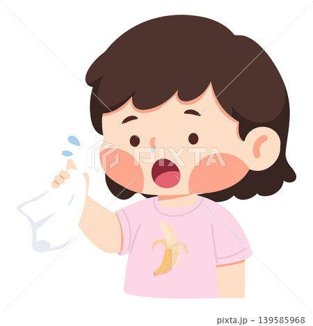 Child Blowing Nose With Tissue Feeling Sick Child Blowing Nose With Tissue Feeling Sick 139585968