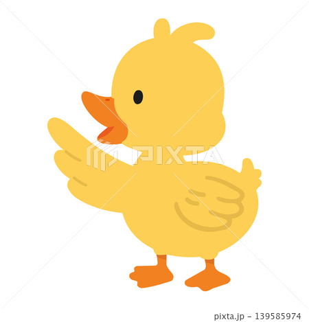 Cute Yellow Duckling Pointing Wing With Smile 139585974
